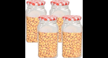 Plasticforte Weckpot/inmaakpot Classic - 4x - 600ml - kunststof - draaideksel - rood - D7 x H15 cm