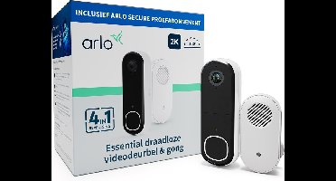 Arlo 2K draadloze video deurbel met camera & gong, 1 deubelset, wit