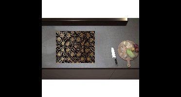 Inductieplaat Beschermer - Borden met Gouden Geometrische Print - 60x50 cm - 2 mm Dik - Inductie Beschermer - Bescherming Inductiekookplaat - Kookplaat Beschermer van Wit Vinyl