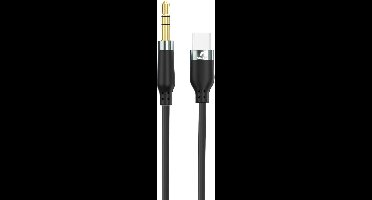 Fonetex USB Type-C naar 3,5 mm Koptelefoonaansluiting AUX Audio kabel - Adapter voor Samsung LG Nexus OnePlus Nokia Xiaomi Huawei Type C Smartphones (ZWART)