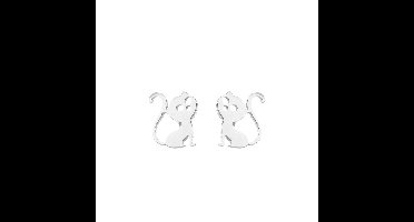 Gading® dames RVS oorknoppen met kat-6mm-8mm-zilver