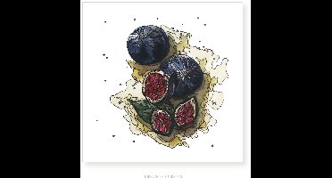 Vijgen wenskaart 12,5x12,5cm, illustratie aquarel en zwarte inkt