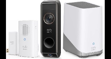 eufy Video Deurbell Dual 2 Pro met HomeBase 3 en chime / Deurbelgong - 2K-resolutie - Doorbell - dubbele camera's - pakketdetectie - gezichtsherkenning - draadloze installatie