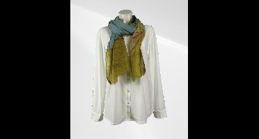 Schilderij sjaal - Zonnebloemen met blauw - Viscose - In verschillende patronen verkrijgbaar