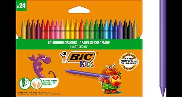 BIC Kids Plastidecor - Waskrijtjes - Vlekbestendig - Krijt - Waskrijt - Kinderen - 24 Stuks