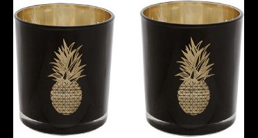 Waxinelichthouder ANANAS set 2 stuks  10 x 8,5 cm.