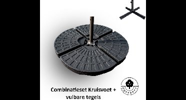 4gardenz® Combinatieset Verzwaringstegels met Parasolkruisvoet - Vulbaar 70 KG
