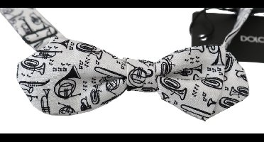 Musical Instrut Print Bow Tie - White