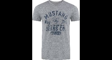 Mustang Heren T-Shirt Basic Print Tee regular fit Grijs S Ronde Hals Volwassenen Opdruk Print Shirts