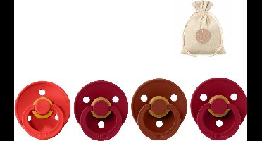 BIBS fopspenen T1 0-6 maanden - Strawberry, Elderberry, Ruby en Wine + BolleToet speenzakje