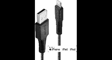 LINDY 31290 USB-kabel USB 2.0 Apple Lightning stekker, USB-A stekker 0.50 m Zwart
