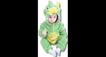 Draak Baby Dieren romper Verkleedpak – Peuter CarnavalKostuum – Onesie Kinderen 6 maanden tot 2 jaar – Flanel – Voor Kerstmis, Sinterklaas Cadeau – Jongen & Meisjes - Jumpsuit – Pyjama of Boxpak – Kruippak – Perfect kraamCadeau – Groen