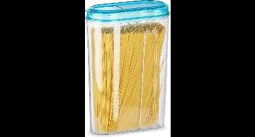 Plasticforte Voedselcontainer strooibus - transparant/blauw - 1500 ml - kunststof - 15 x 8 x 23 cm - voorraadpotten