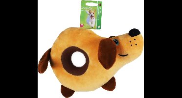 Boon Hondenspeelgoed Donut Hond Pluche + Piep 38cm Bruin