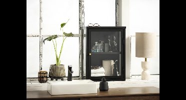 Wandkast Metaal Zwart - 2 Planken - Soft Closing - Kast Carmel - Giga Living