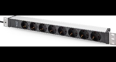Digitus DN-95428 19 inch Stekkerdoos voor patchkast 1 HE Geaarde contactdoos Geschikt voor kastdiepte: vanaf 300 mm Alu
