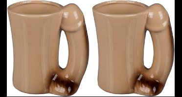 Out of the Blue Penis mok - 2x - Piemel beker - porcelein - 300 ml - 14 x 8,5 cm - vrijgezellenfeest