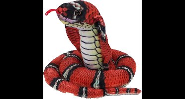 Pia Soft Toys Knuffeldier Cobra slang - zachte pluche stof - rood - kwaliteit knuffels - 120 cm
