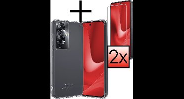 Hoesje - Met 2x Screenprotector - Geschikt voor OPPO A79 - Sterk & Shockproof - Back Cover - Siliconen Case - Telefoon Hoes - Transparant