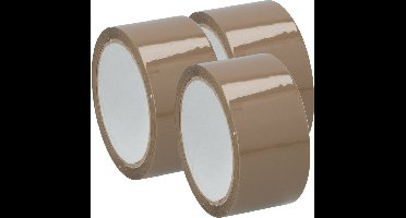 Kinzo Verpakkingstape - 3x - bruin - 48mm x 50m - verpakkingsbenodigdheden voor kantoor/thuis