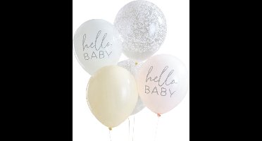 Ginger Ray - Ballonnen baby shower - floral Hello Baby - 5 stuks