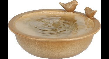 Pro Gardenvogelbad/voederschaal - lichtbruin - keramiek -D24 x H10 cm- drinkschaal voor tuinvogels