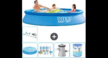 Intex Rond Opblaasbaar Easy Set Zwembad - 305 x 61 cm - Blauw - Inclusief Solarzeil - Onderhoudspakket - Zwembadfilterpomp - Filter - Stofzuiger