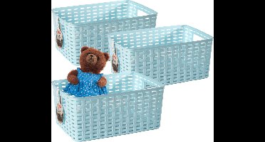 Plasticforte Opbergmand - 3x - Kastmand - rotan kunststof - lichtblauw - 10 Liter - 22 x 33 x 16 cm