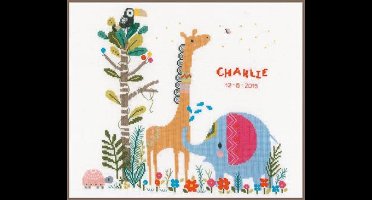 Vervaco - Telpakket kit - Geboorte - Junglediertjes - PN-0168657 - Borduren - Borduurpakket - Borduurpakket geboorte - Borduurpakket volwassenen