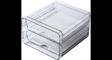 Velox Goods VL‑525 Koelkast Organizer – Stapelbare PET Opbergbox – Lade voor Groente, Fruit & Vlees – 24 × 21,5 × 14 cm – Transparant