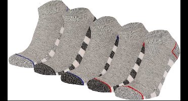 Apollo - Sneakersokken Jongens - Grijs - 5-Pak - Maat 31/34 - Kindersokken jongens - Sokken jongens