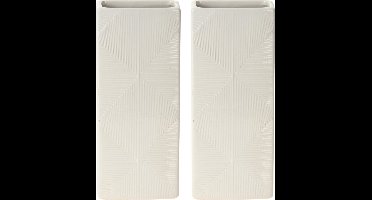 Waterverdamper radiator - 2x - wit - met relief - kunststeen - 18 cm - luchtbevochtiger