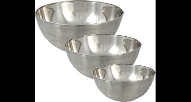 Svenska Living Voedsel serveer schalen set - 6x stuks - metallic zilver - RVS - Dia 13/19/23 cm - keuken