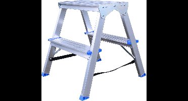 Alumexx DX - Dubbele trap 2 treden - Huishoudtrap - Keukentrap - Inklapbaar - 2,5m Werkhoogte