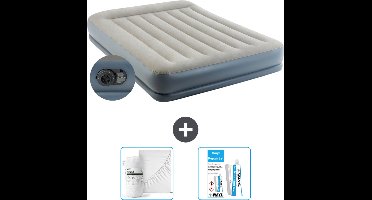 Intex Luchtbed - 2-Persoons - 152 x 203 x 30 cm - Grijs - Inclusief pomp - Hoeslaken en Reparatieset