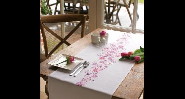 Vervaco - Loper kit - Roos/paarse fantasie - PN-0012996 - Borduren - Borduurpakket - Borduurpakket volwassenen - Borduurpakket kind