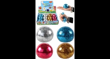 Glitter stressbal knijpbal voor kinderen - 1 exemplaar - Met waterballetjes - Voor de hand - uitdeelcadeau - Fidget