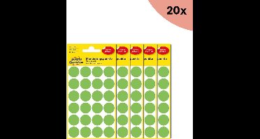 20x Avery etiket Zweckform 18mm rond 4 vel a 24 etiketjes lichtgroen