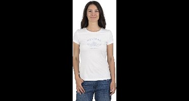 Mustang Dames T-Shirt Alexia C Logo slim fit Wit M Ronde Hals Volwassenen Basic T-shirt met korte mouwen en ronde hals gemaakt van 100% katoen