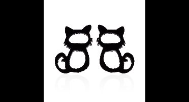 Gading® dames RVS oorknoppen met kat-5mm-8mm-zwart