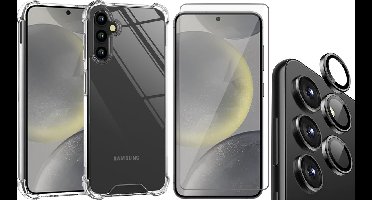 Hoesje geschikt voor Samsung Galaxy S24 - Screenprotector Glas & Camera Protector - Shockproof Transparant