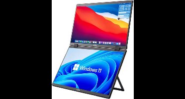 Lipa HDR-72 Dual Portable monitor Full HD - Foldable opvouwbaar scherm - Beeldscherm - Computerscherm - Ultrawide monitor - Ook Windows & MacOS - 2x 15.6 inch - Tri-screen- Triple monitor - 60 Hz - HDR en IPS - Verticaal Ultrawide