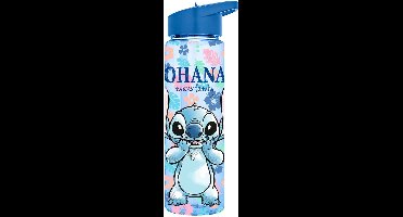 Stitch drinkfles - waterfles 600 ml - transparant blauw