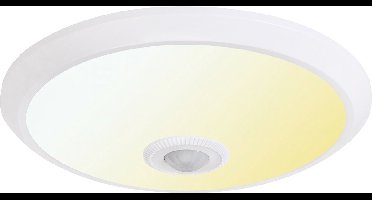 LED Plafondlamp met Sensor + Dag en Nacht Sensor - Kozolux Crimpy - 20W 1500lm - Aanpasbare Lichtkleur CCT - Opbouw - Rond - Wit