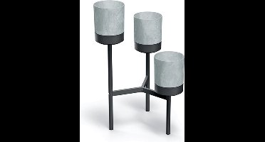 Prosperplast - Bloempot / Bloemstandaard - 3 potten - 54cm x 49 x 80.5cm - Metalen Frame (Beton) Grijs