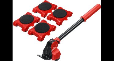 Currero Meubelroller Set - Meubeltransporter - Meubellifter - Meubelrollers - Meubellift 5-delig met Lift - Rood - 150 kg
