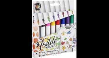 Textielstiften 8 kleuren voor volwassenen en kinderen - Textielmarkers
