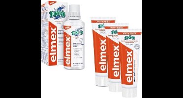 Elmex Junior Pakket - 1 x Mondspoeling & 3 x Elmex Junior Tandpasta