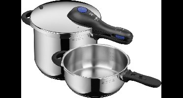 WMF Perfect Plus - Snelkookpannenset - 3.0L + 6.5L - RVS - Stapelbaar - Vlambeveiliging - Inductie