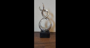 Decoratief object - Kunst - Beeld - Polyresin - zilver - 34x14cm